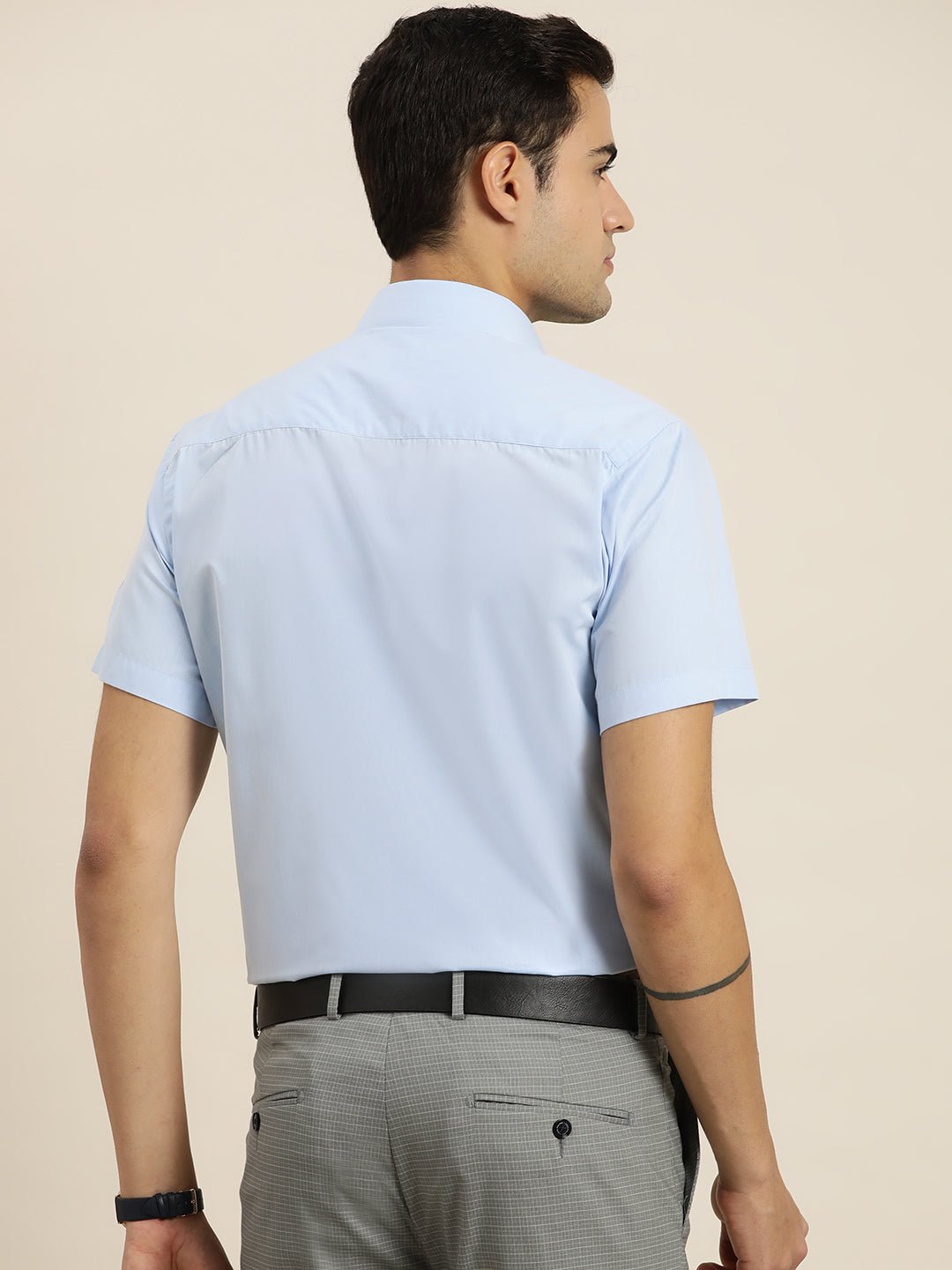 Men Sky Blue Solid Cotton Rich Slim fit Formal Shirt - #folk republic#