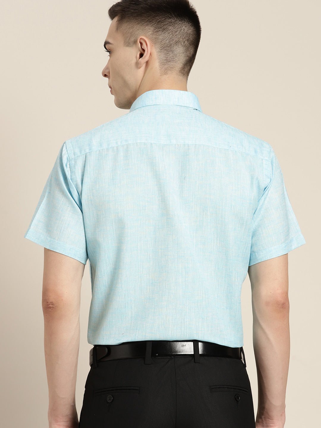 Men Sky Blue Solid Cotton Rich Slim fit Formal Shirt - #folk republic#
