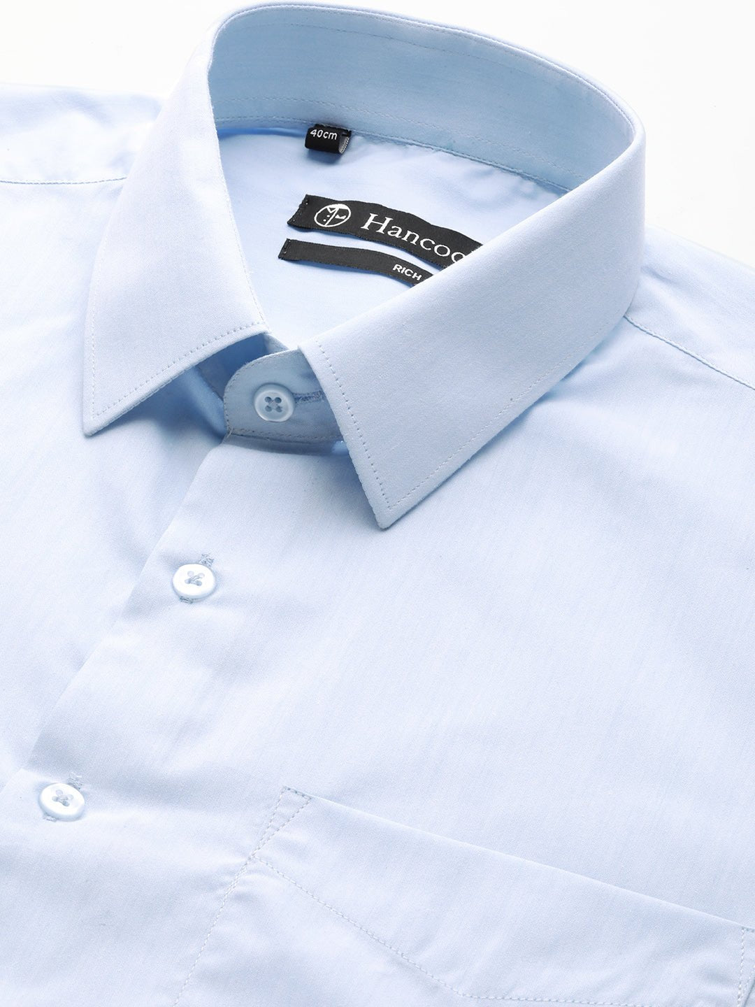 Men Sky Blue Solid Cotton Rich Slim fit Formal Shirt - #folk republic#