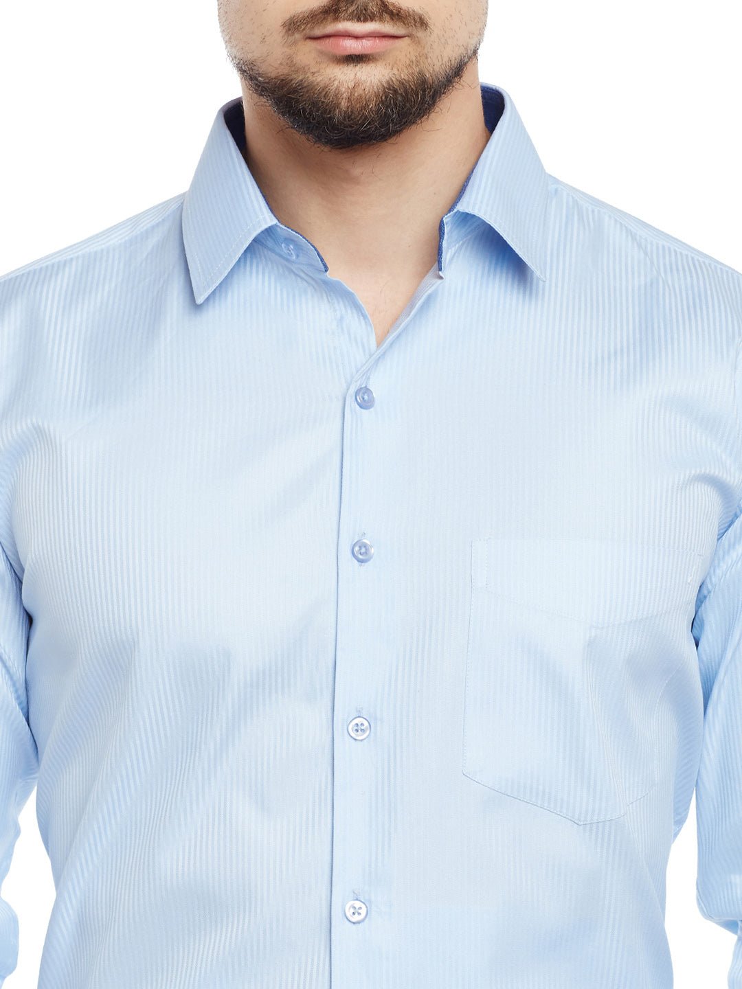 Men Sky Blue Solid Pure Cotton Pure Cotton Slim Fit Formal Shirt - #folk republic#