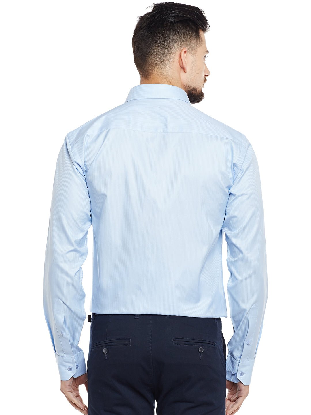 Men Sky Blue Solid Pure Cotton Pure Cotton Slim Fit Formal Shirt - #folk republic#