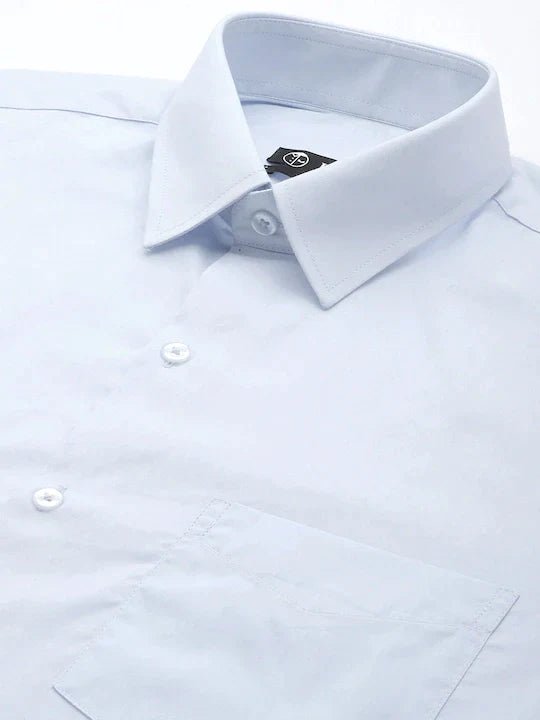 Men Sky Blue Solid Pure Cotton Slim Fit Formal Shirt - #folk republic#