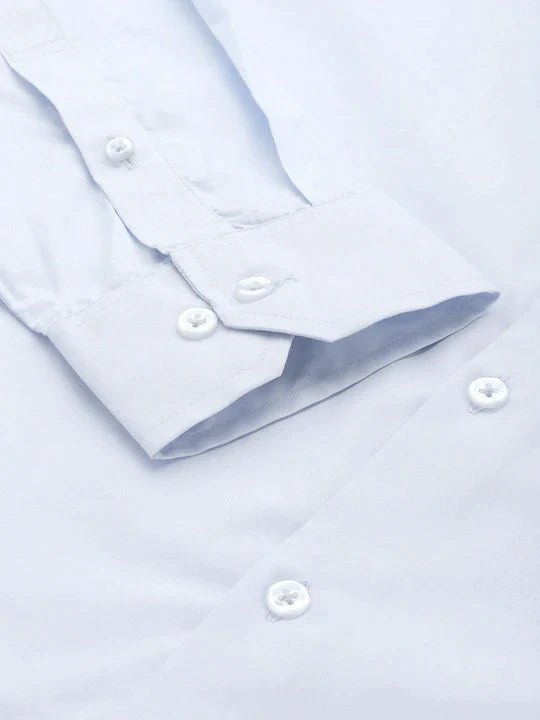 Men Sky Blue Solid Pure Cotton Slim Fit Formal Shirt - #folk republic#