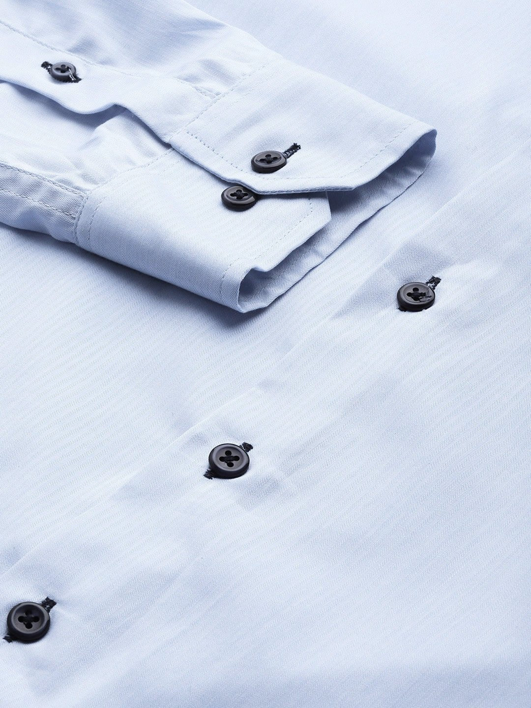 Men Sky Blue Solid White Collar Pure Cotton Slim Fit Formal Shirt - #folk republic#