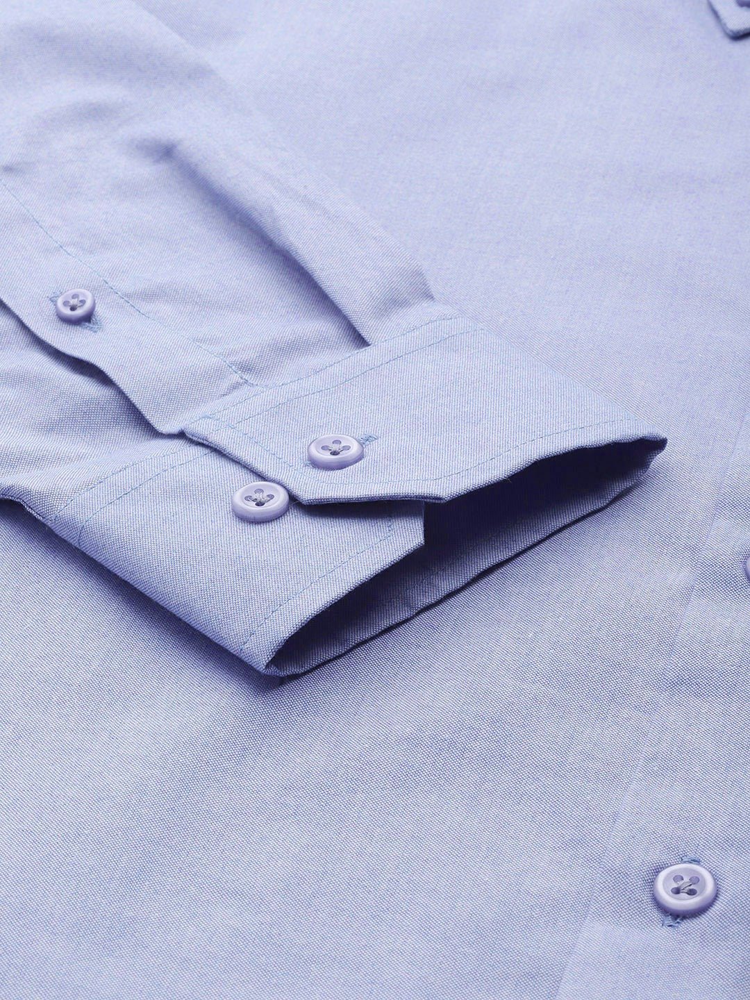 Men Sky Solid Chambray Button Down Collar Slim Fit Formal Shirt - #folk republic#
