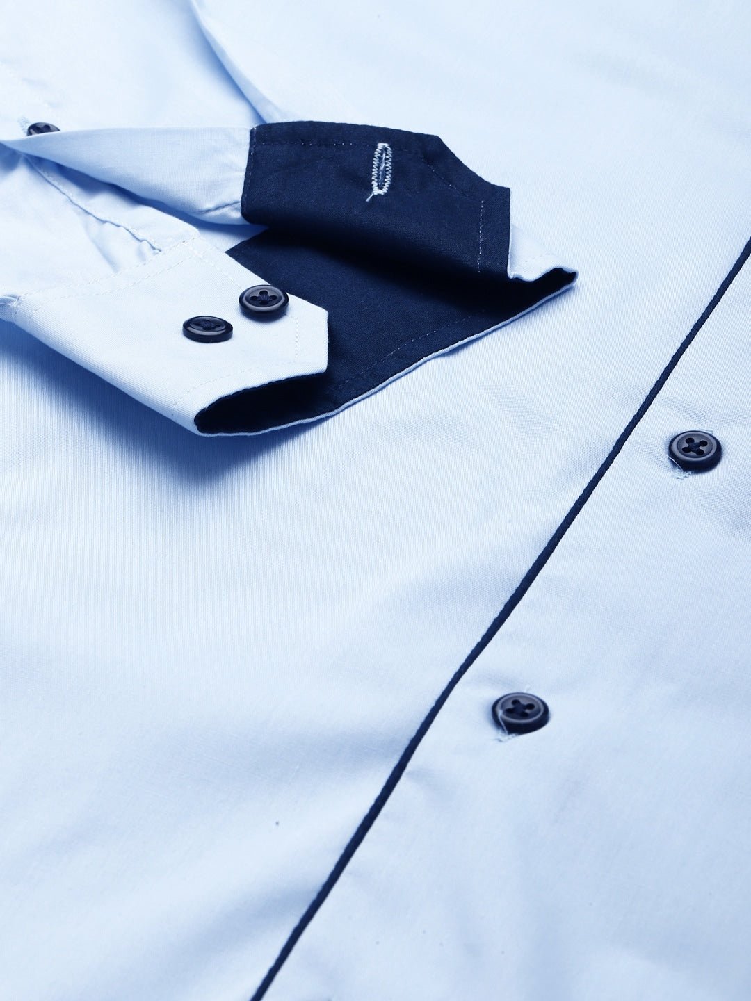 Men Sky Solid Pure Cotton Slim Fit Formal Shirt - #folk republic#