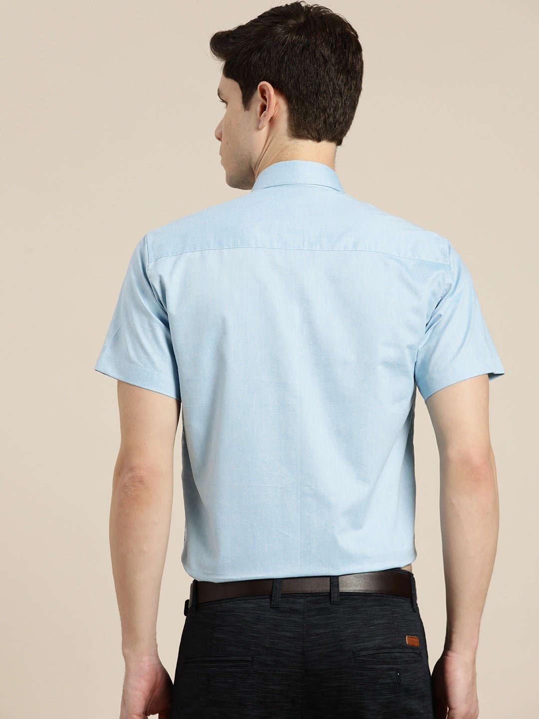 Men Turquoise Blue Solids Cotton Rich Slim Fit Formal Shirt - #folk republic#