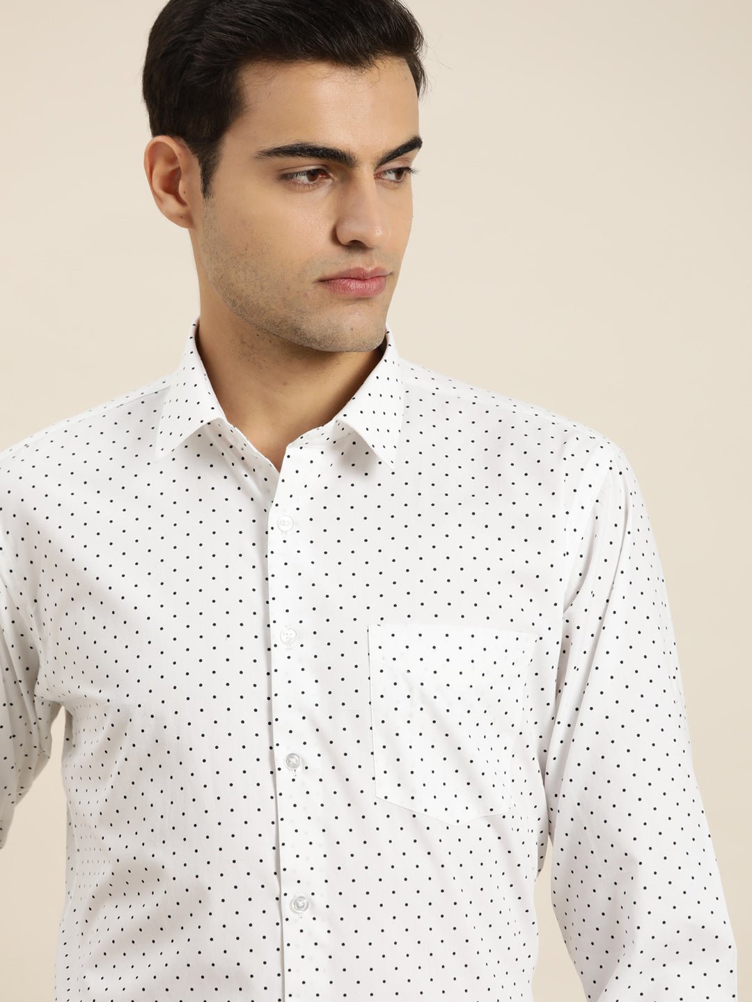 Men White & Black Print Pure Cotton Slim fit Party Shirt - #folk republic#