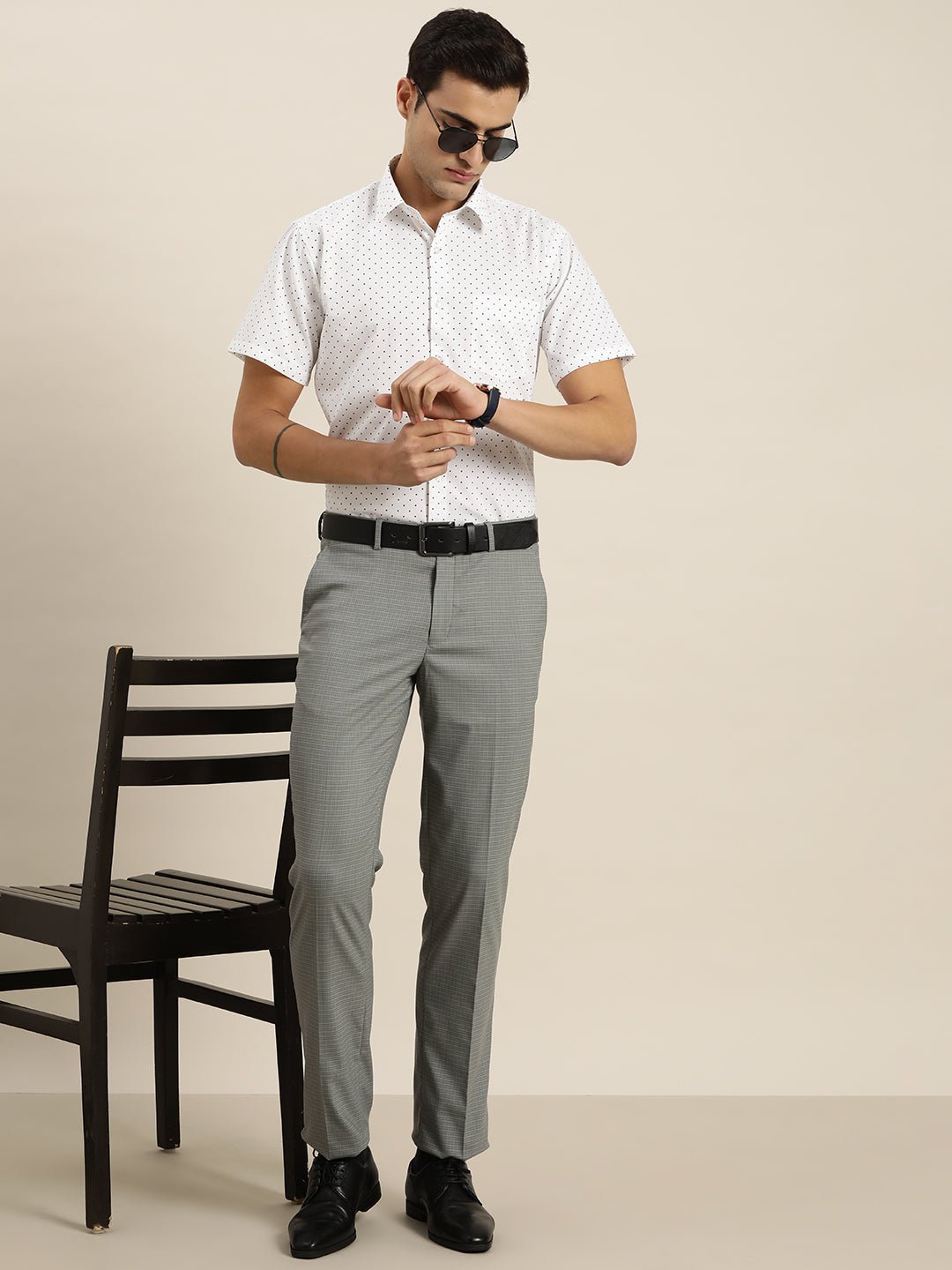 Men White & Black Print Pure Cotton Slim fit Party Shirt - #folk republic#