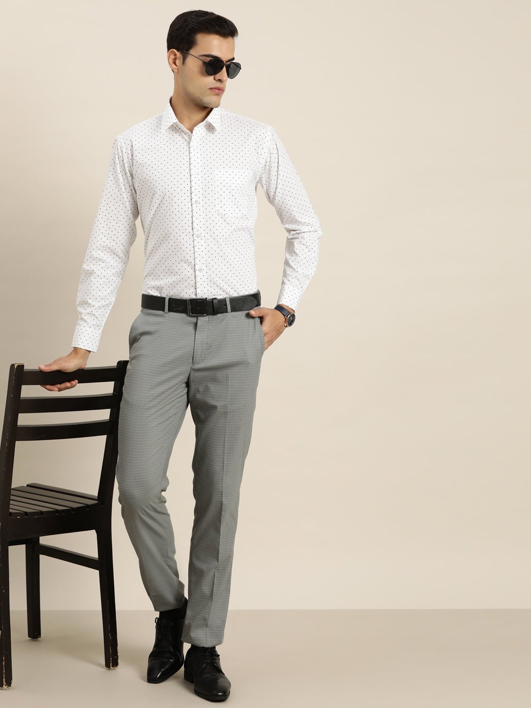 Men White & Black Print Pure Cotton Slim fit Party Shirt - #folk republic#