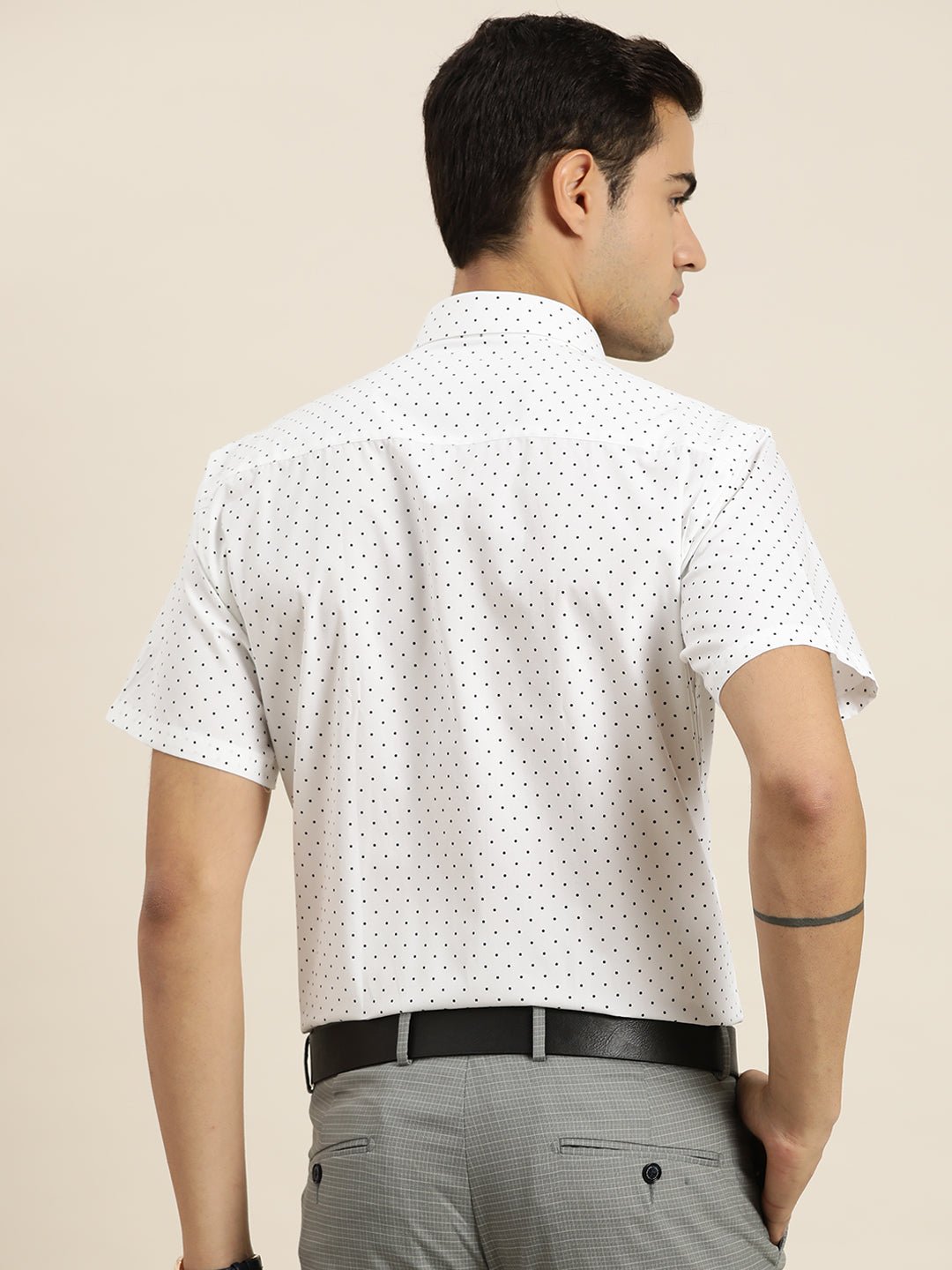 Men White & Black Print Pure Cotton Slim fit Party Shirt - #folk republic#