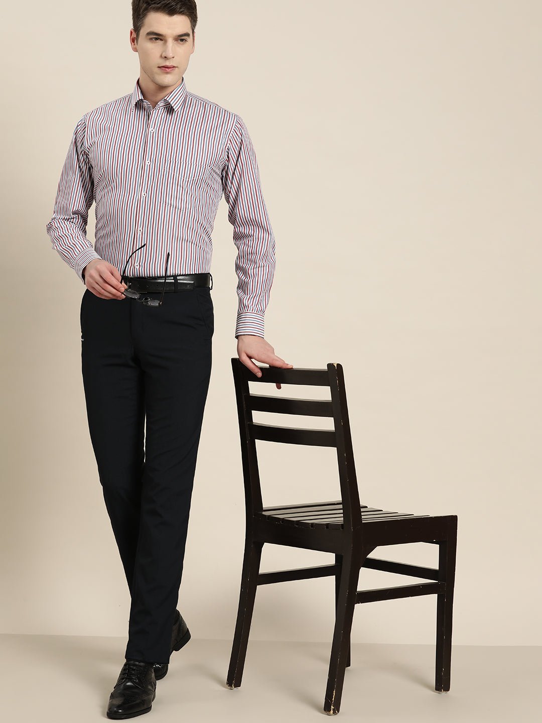 Men White & Blue Stripes Pure Cotton Slim fit Formal Shirt - #folk republic#