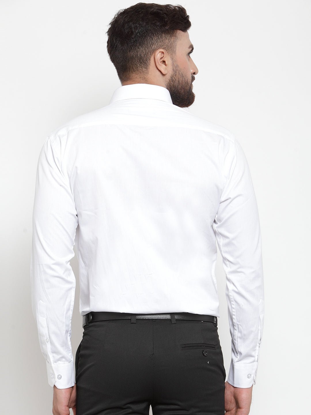 Men White Pure Cotton Solid Slim Fit Formal Shirt - #folk republic#