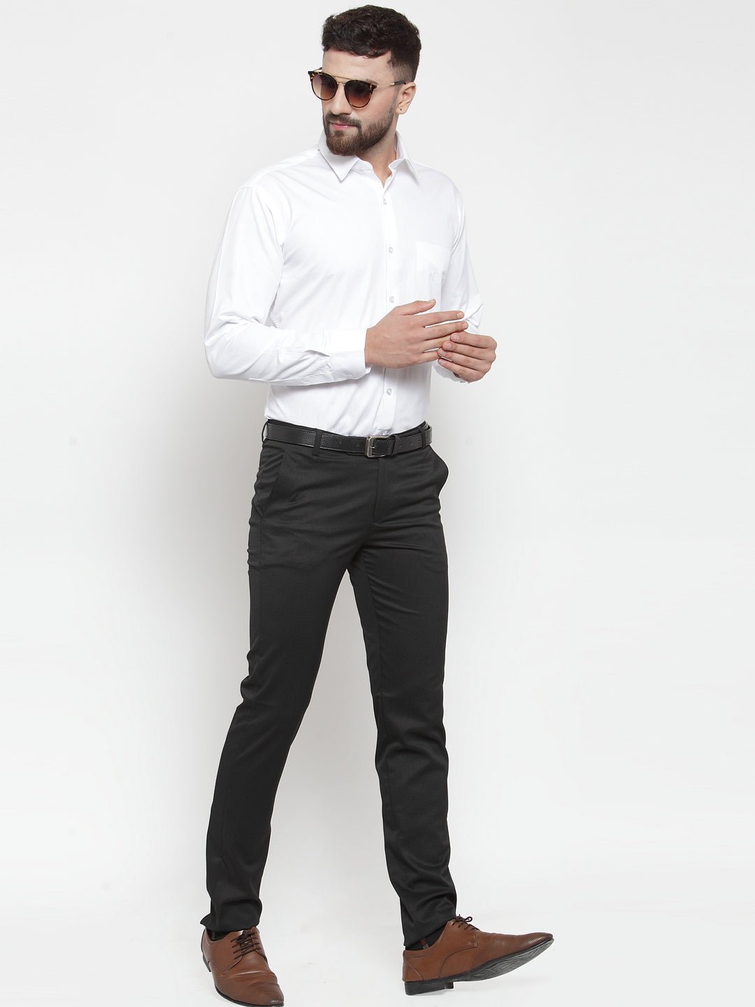 Men White Pure Cotton Solid Slim Fit Formal Shirt - #folk republic#
