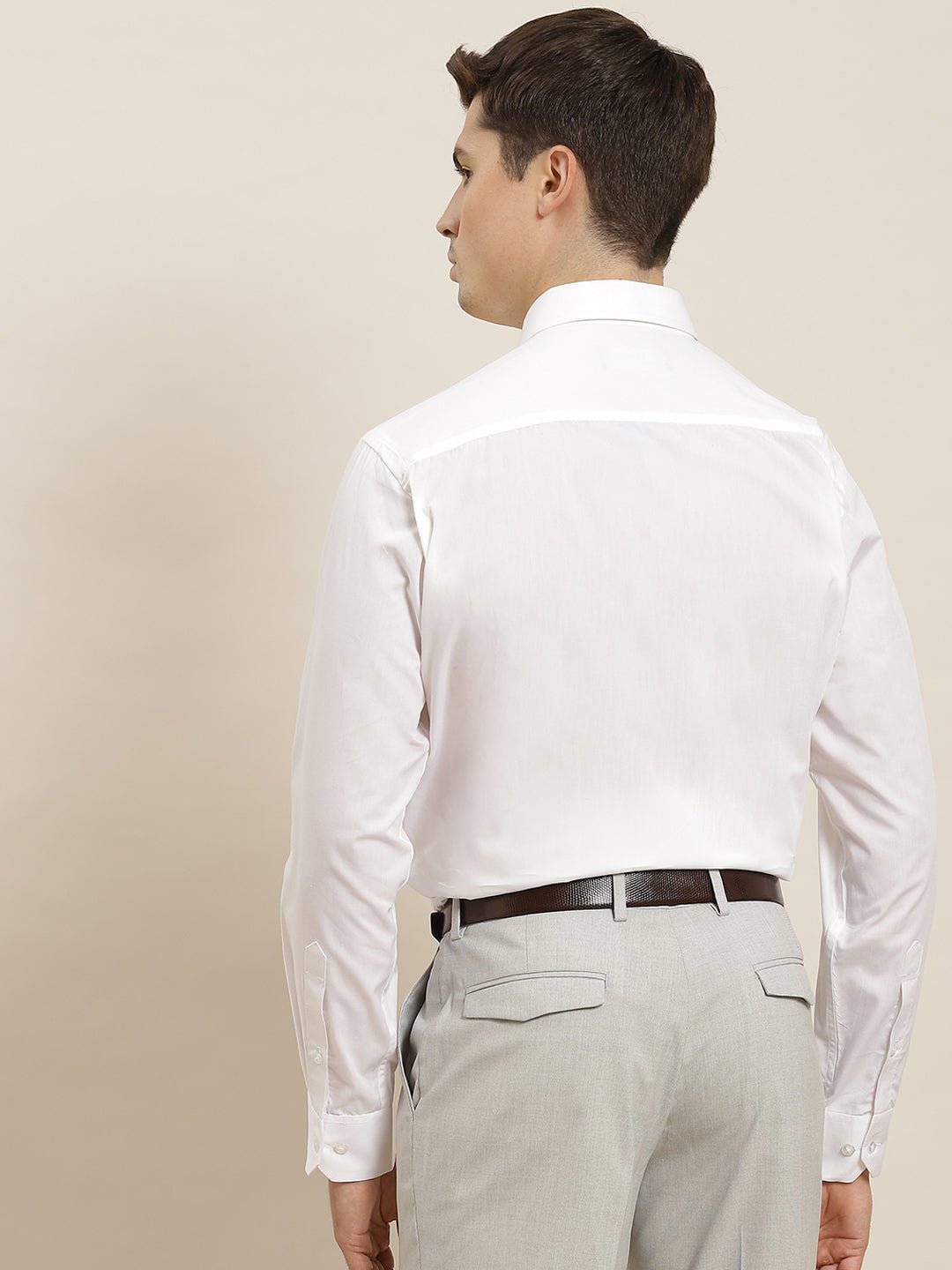 Men White Solid Pure Cotton Regular Fit Formal Shirt - #folk republic#