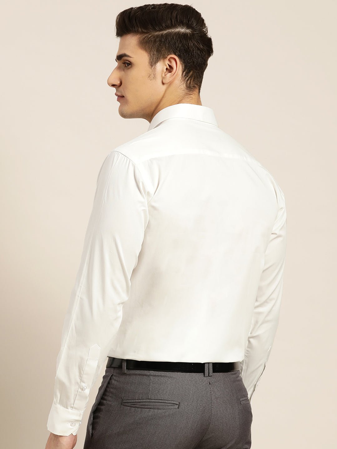 Men White Solid Pure Cotton Slim Fit Formal Shirt - #folk republic#