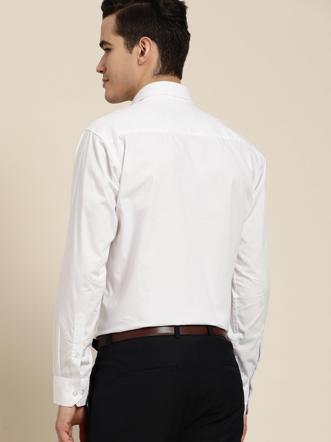 Men White Solid Pure Cotton Slim Fit Formal Shirt - #folk republic#