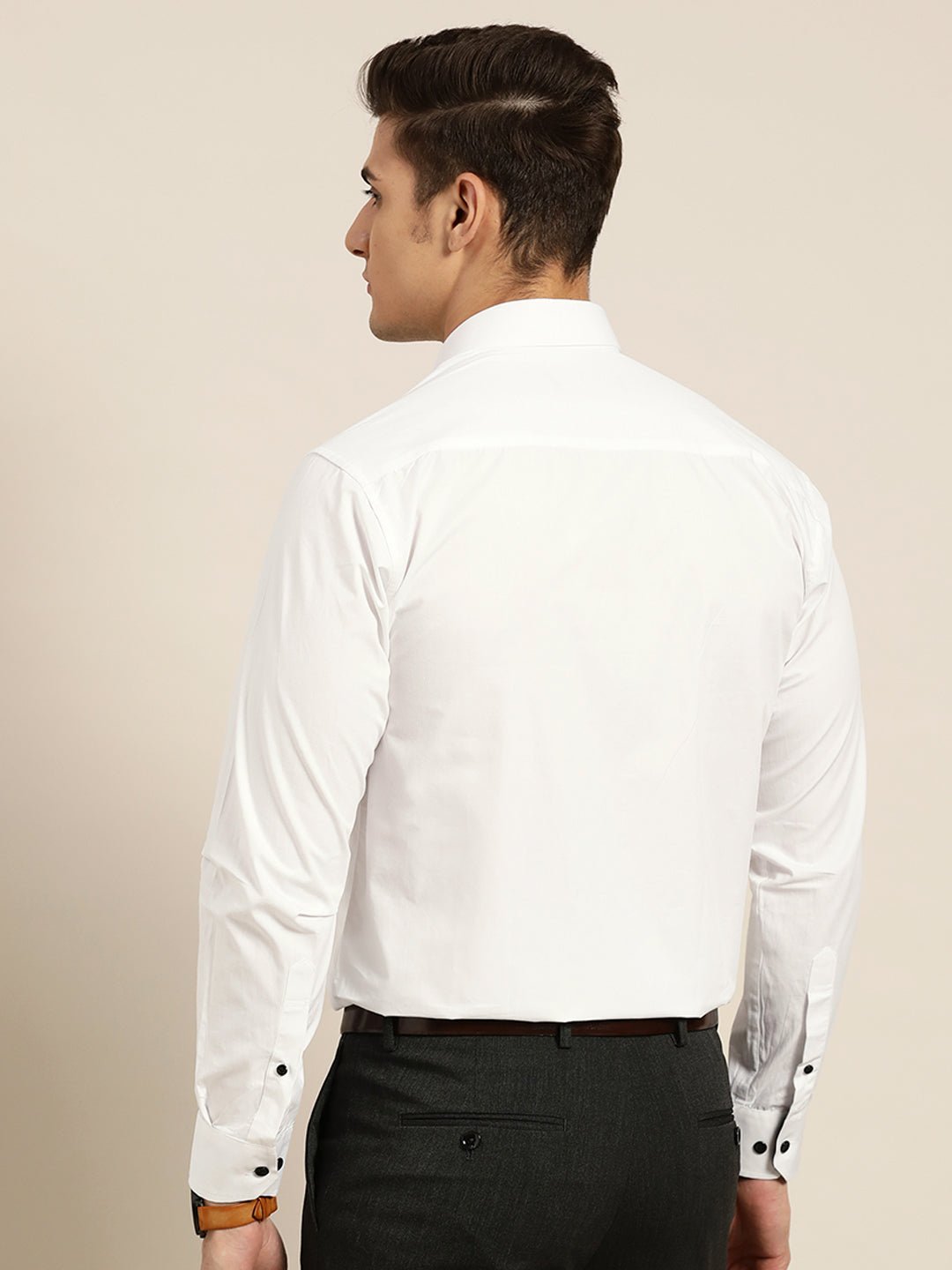 Men White Solid Pure Cotton Slim Fit Formal Shirt - #folk republic#