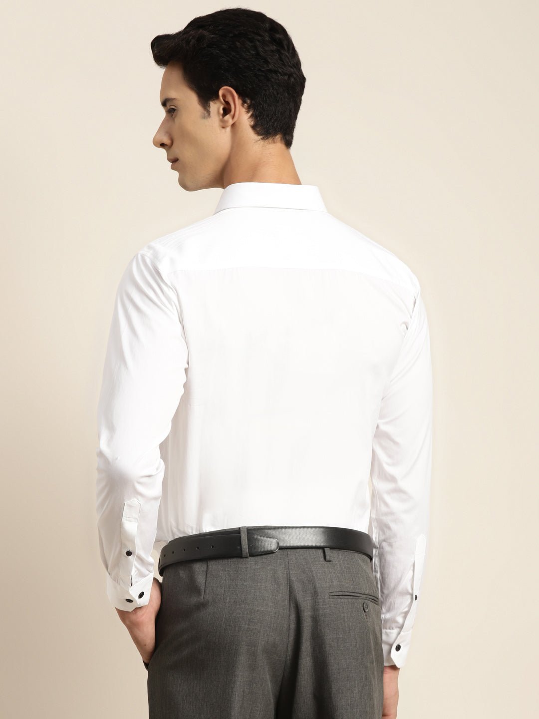 Men White Solid Pure Cotton Slim Fit Formal Shirt - #folk republic#