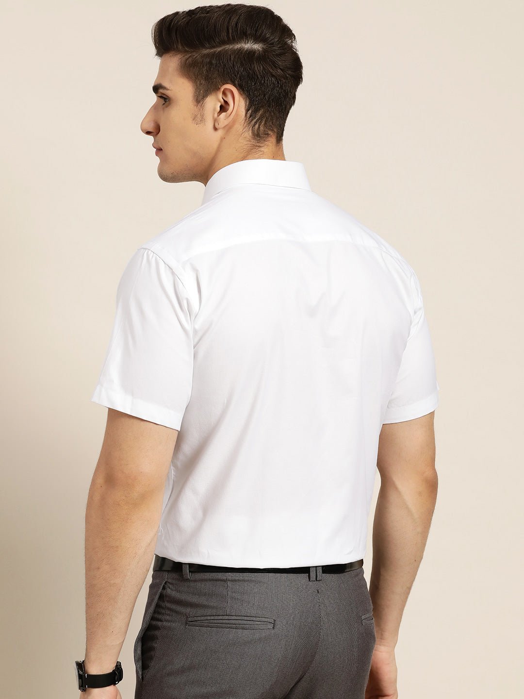 Men White Solid Pure Cotton Slim Fit Formal Shirt - #folk republic#