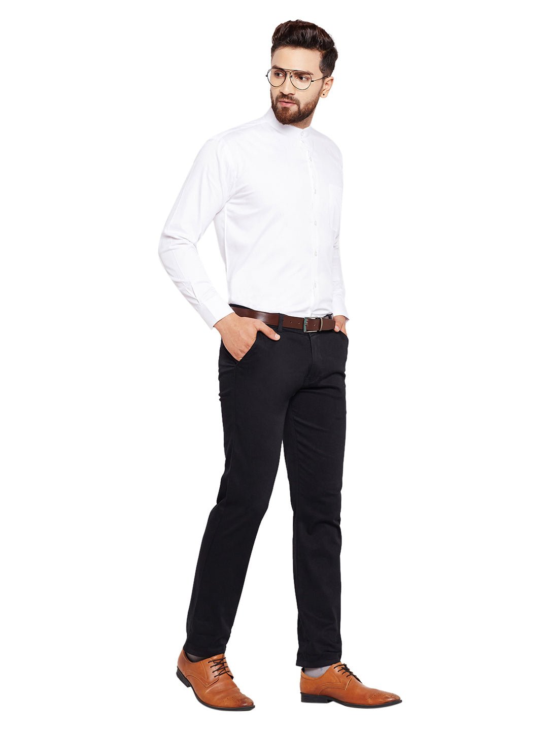 Men White Solid Regular Fit Pure Cotton Formal Shirt - #folk republic#