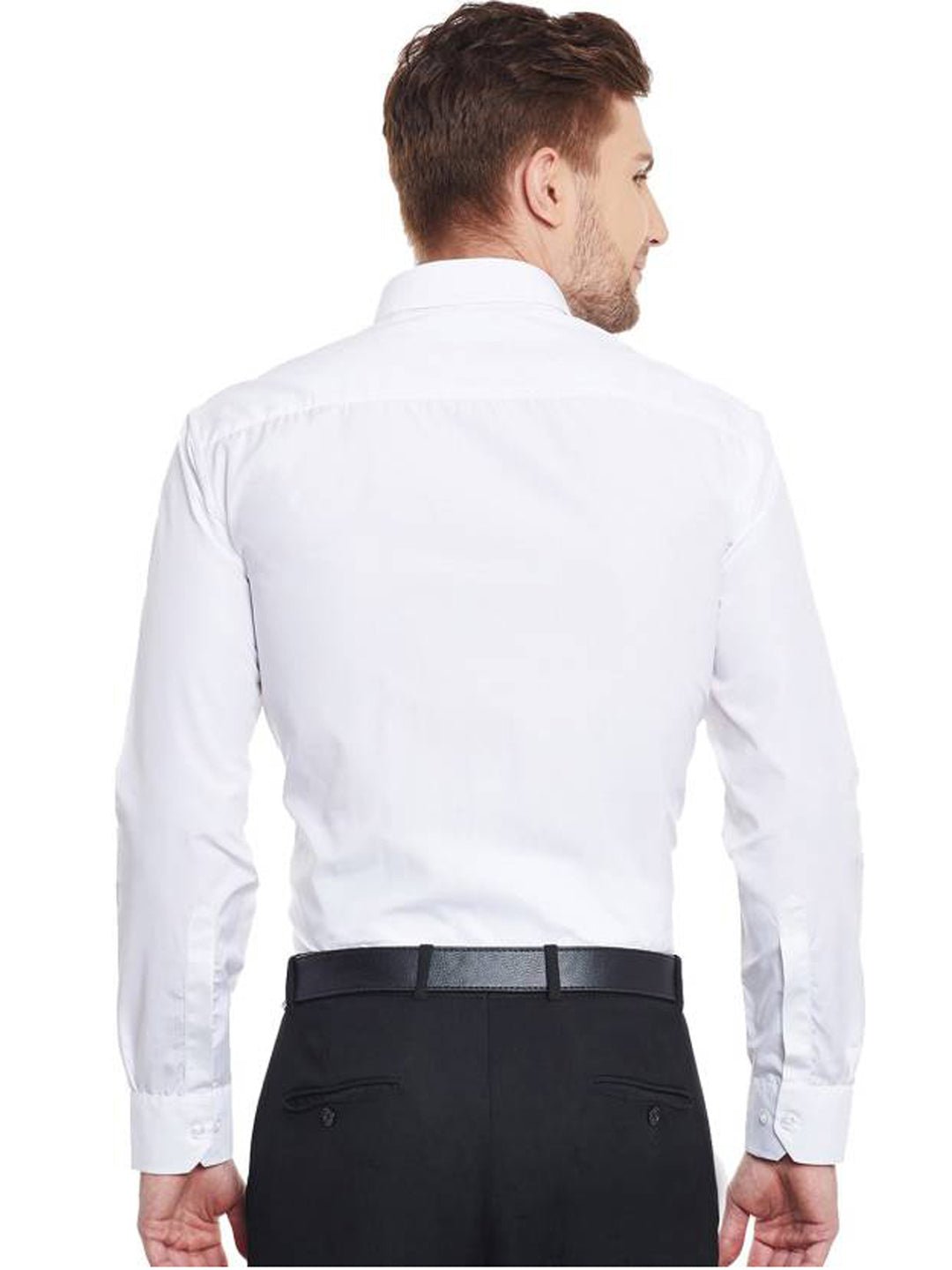 Men White Solid Slim Fit Formal Shirt - #folk republic#