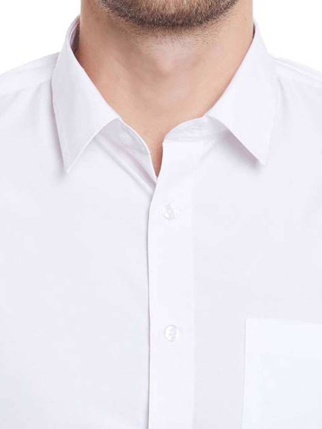 Men White Solid Slim Fit Formal Shirt - #folk republic#