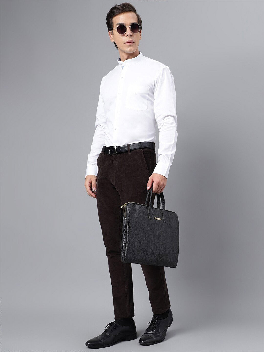 Men White Solid Slim Fit Pure Cotton Formal Shirt - #folk republic#