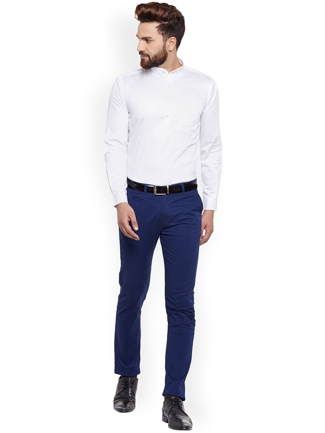 Men White Solid Slim Fit Pure Cotton Formal Shirt - #folk republic#