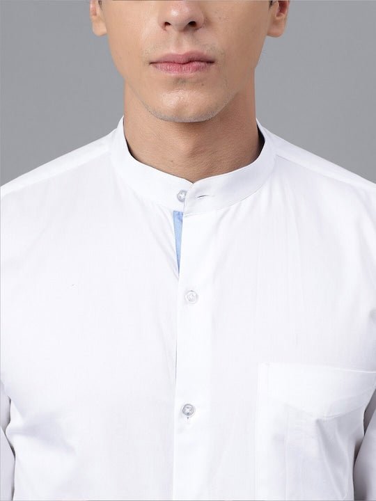 Men White Solid Slim Fit Pure Cotton Formal Shirt - #folk republic#