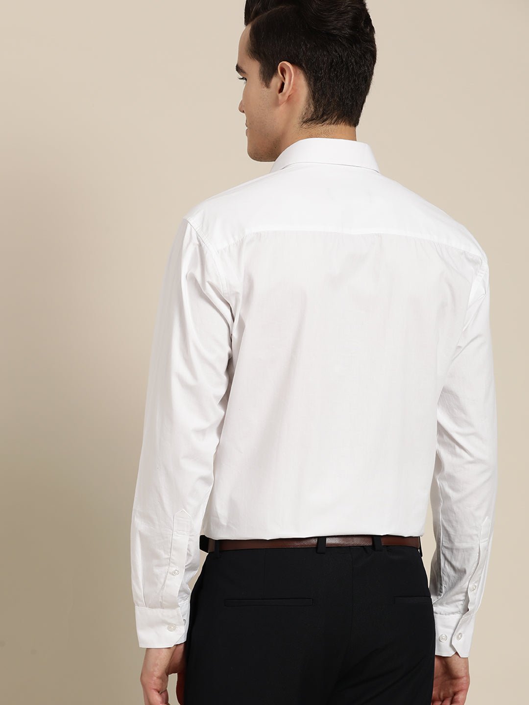 Men White Solid Slim Fit Pure Cotton Formal Shirt - #folk republic#