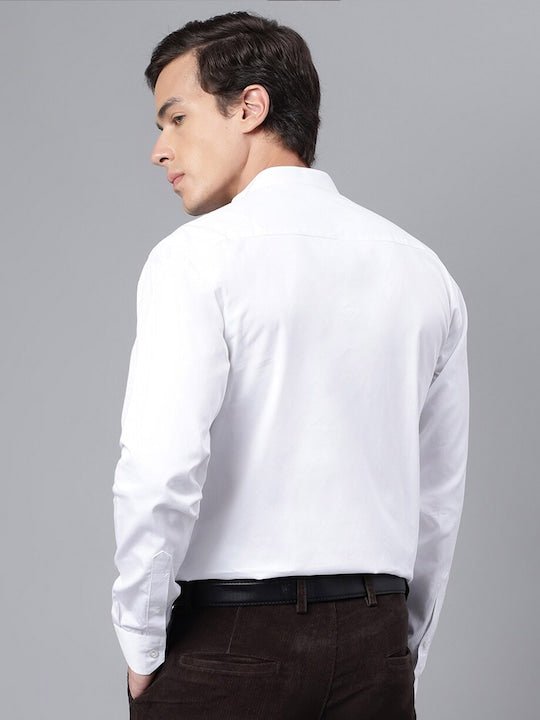 Men White Solid Slim Fit Pure Cotton Formal Shirt - #folk republic#