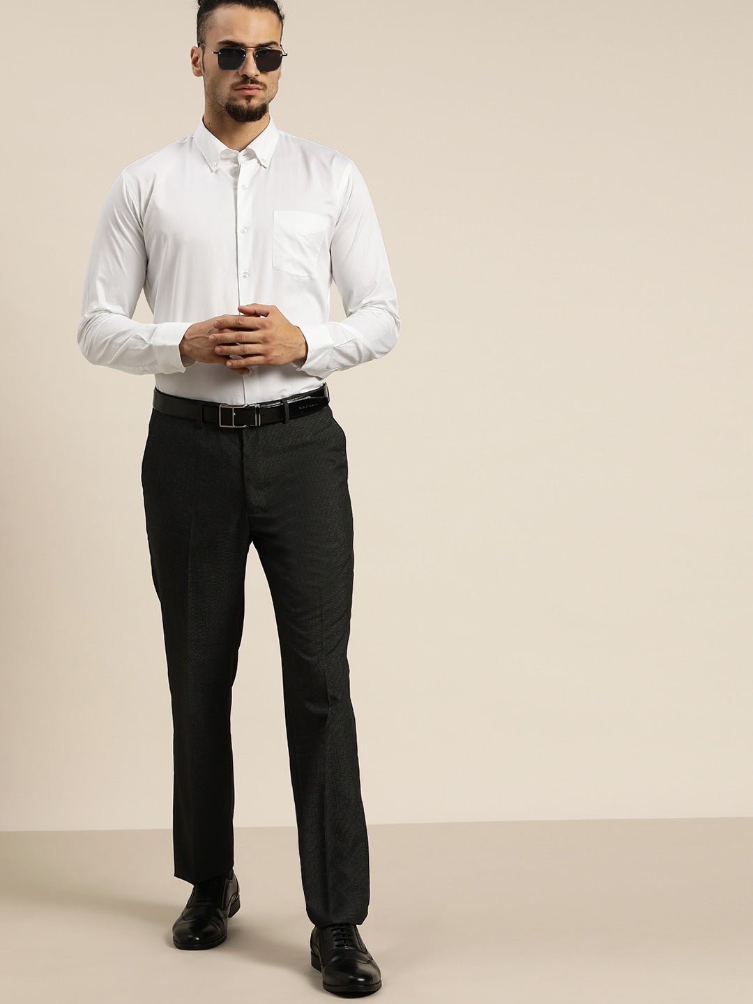Men White Solid Slim Fit Pure Cotton Formal Shirt - #folk republic#