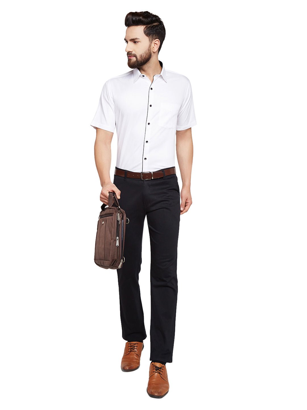 Men White Solid Slim Fit Pure Cotton Formal Shirt - #folk republic#