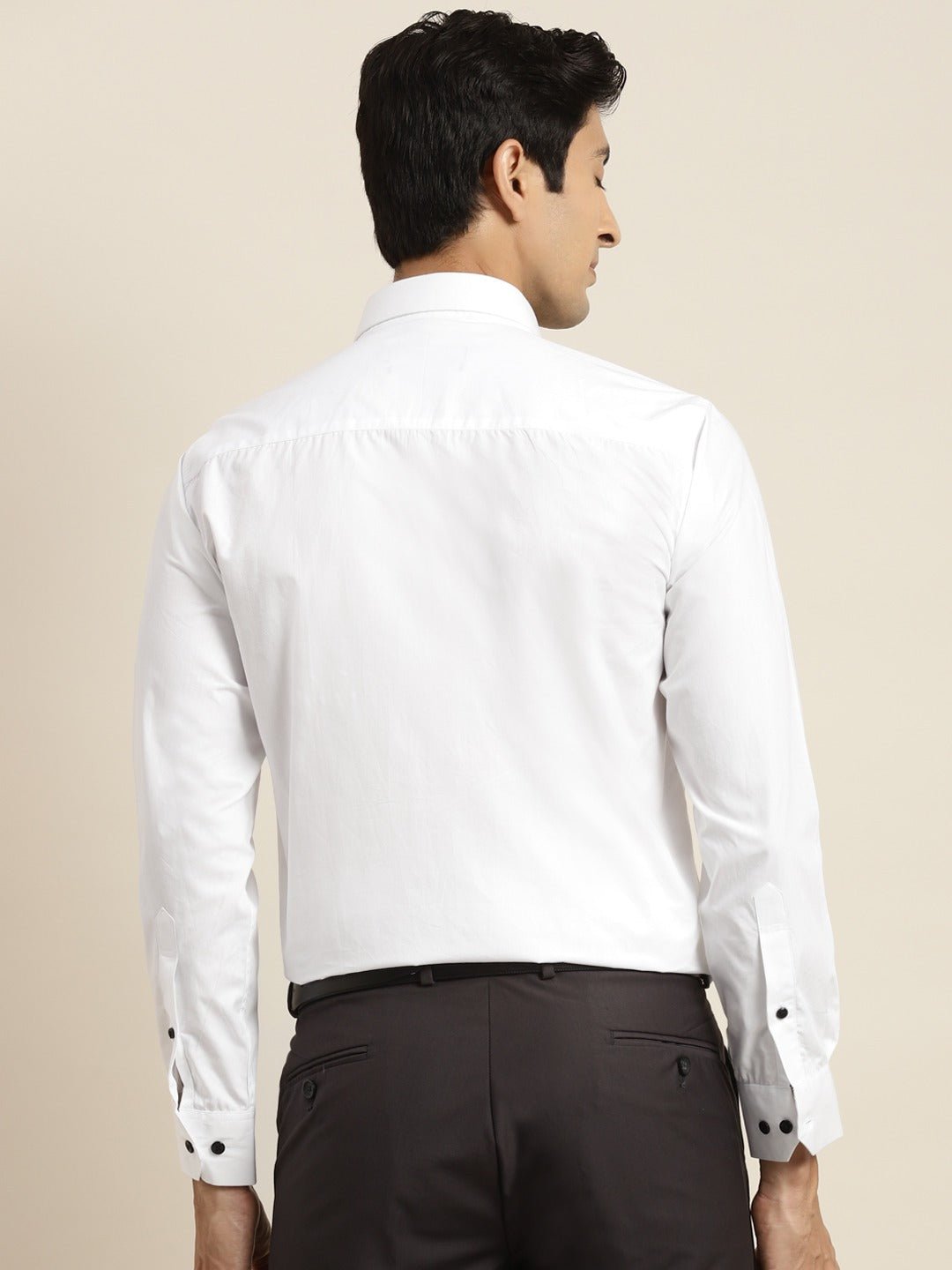 Men White Solid Tuxedo Quilted Pure Cotton Slim Fit Formal Shirt - #folk republic#
