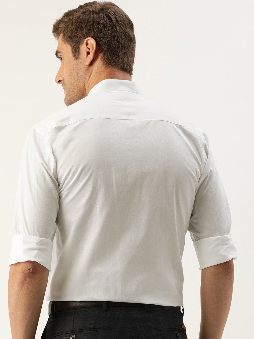 Men White Solids Pure Cotton Slim Fit Formal Shirt - #folk republic#