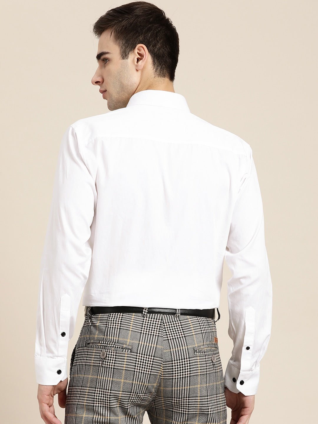 Men White Solids Pure Cotton Slim Fit Formal Shirt - #folk republic#