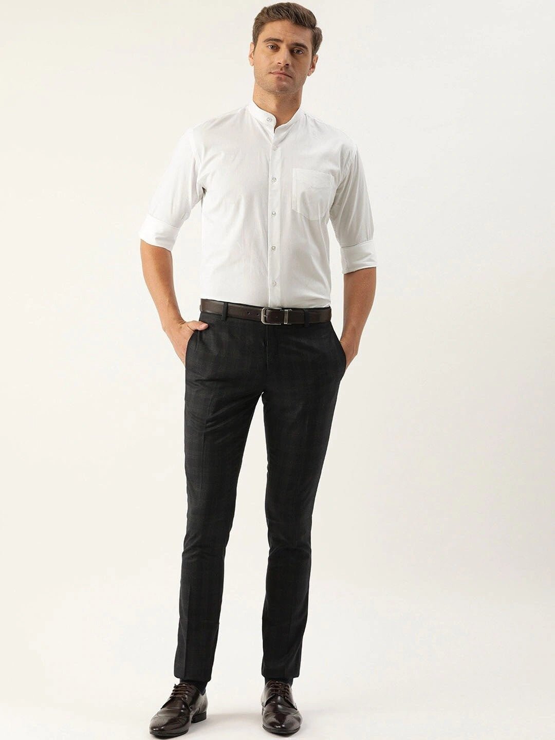 Men White Solids Pure Cotton Slim Fit Formal Shirt - #folk republic#