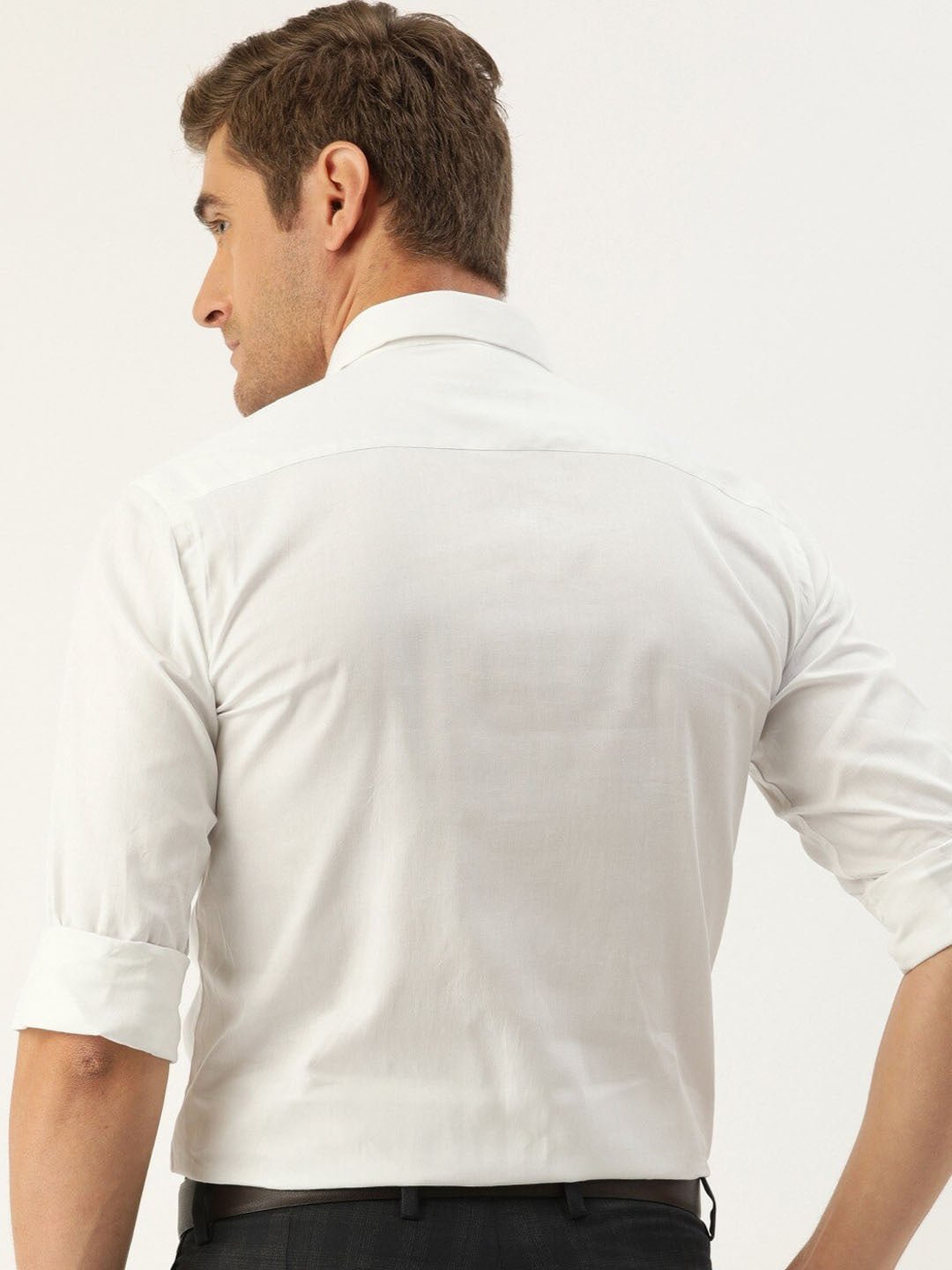 Men White Solids Pure Cotton Slim Fit Formal Shirt - #folk republic#