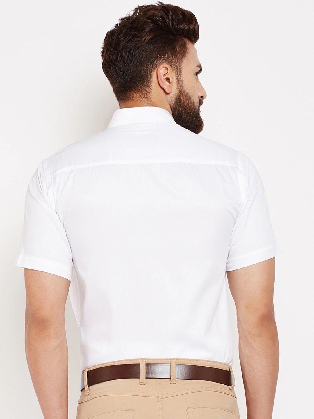 Men White Solids Pure Cotton Slim Fit Formal Shirt - #folk republic#