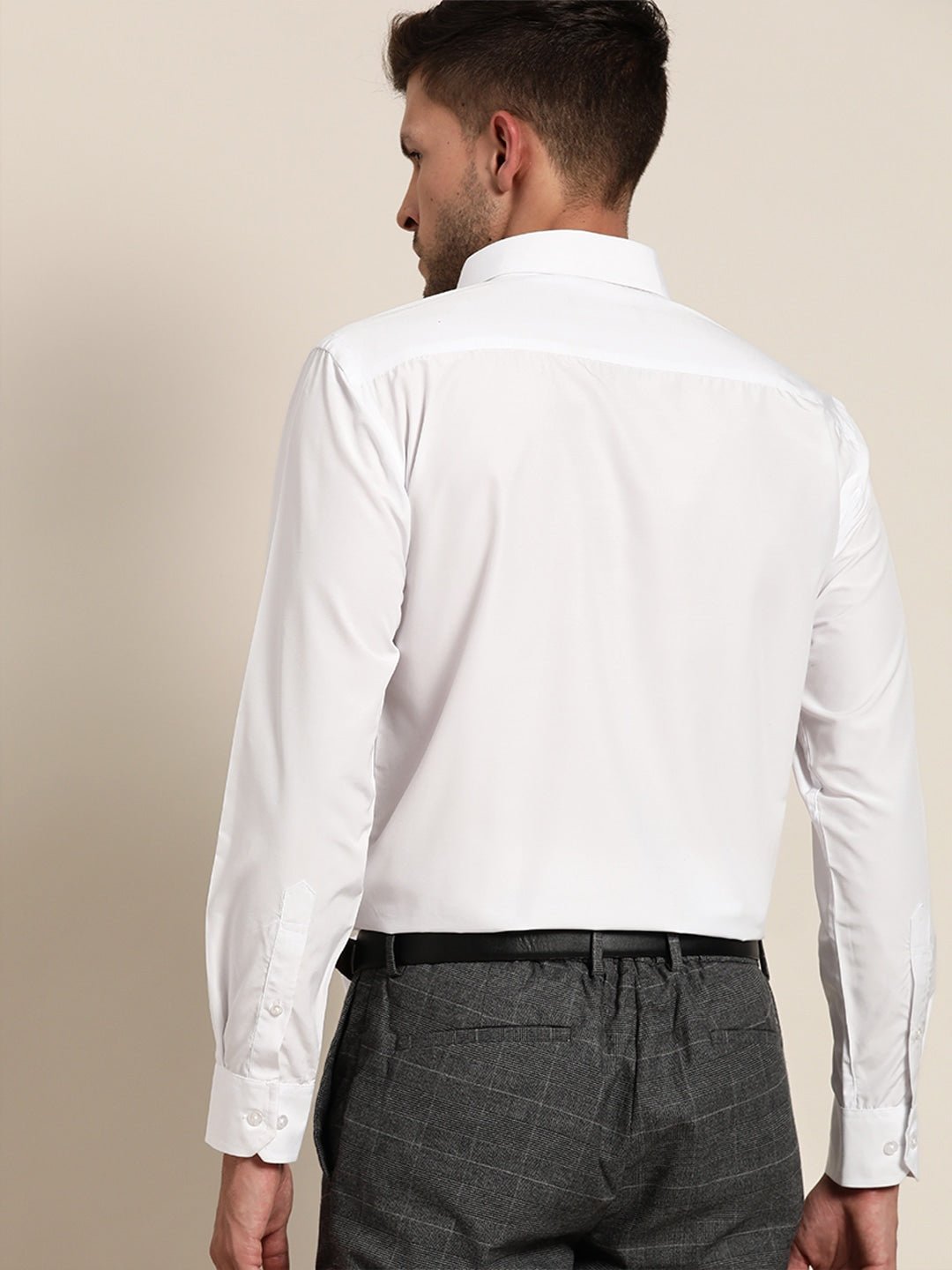 Men White Solids Slim Fit Formal Shirt - #folk republic#