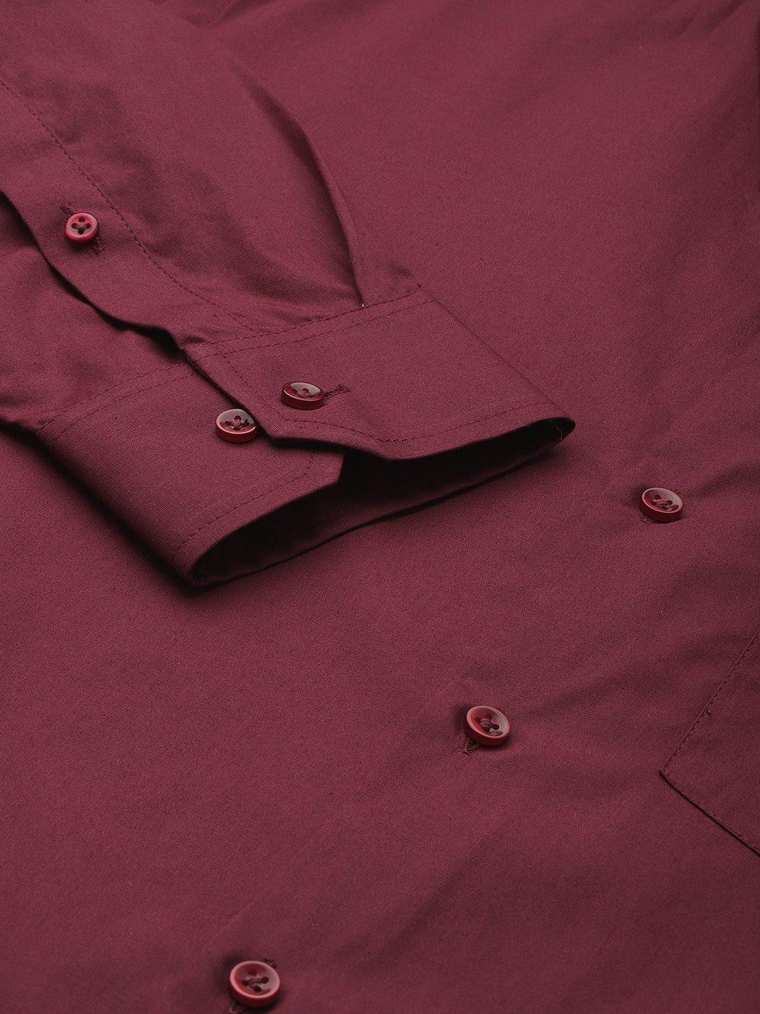 Men Wine Solid Pure Cotton Slim Fit Formal Shirt - #folk republic#