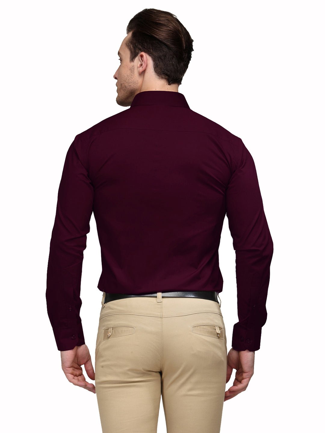 Men Wine Solid Slim Fit Pure Cotton Formal Shirt - #folk republic#