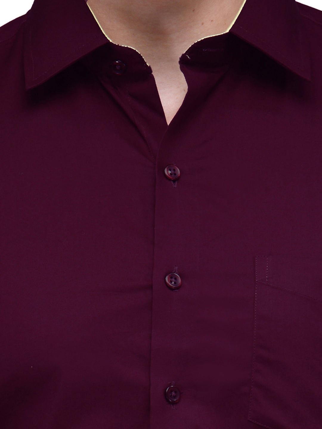 Men Wine Solid Slim Fit Pure Cotton Formal Shirt - #folk republic#