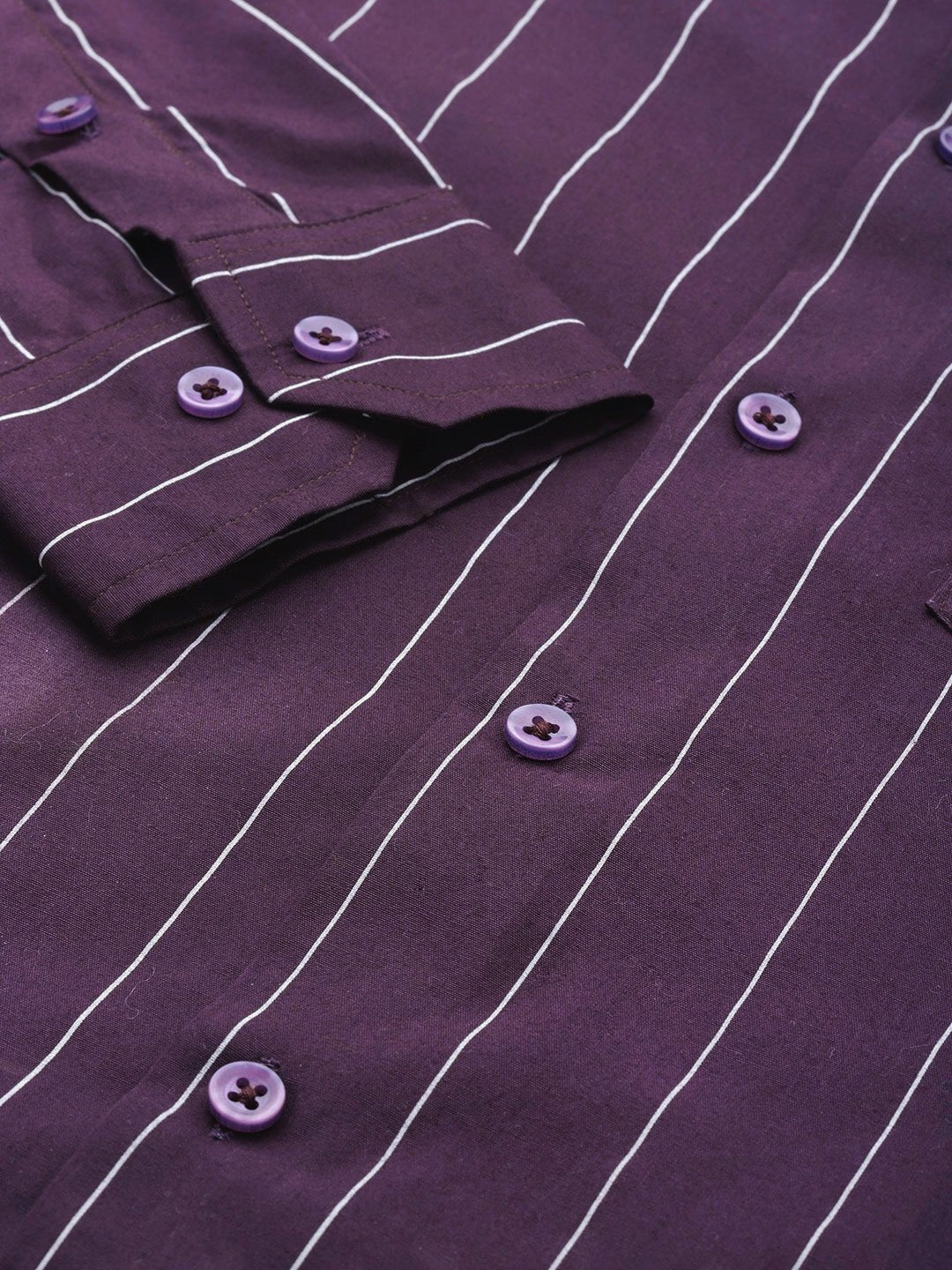 Men Wine Stripes Pure Cotton Slim Fit Formal Shirt - #folk republic#
