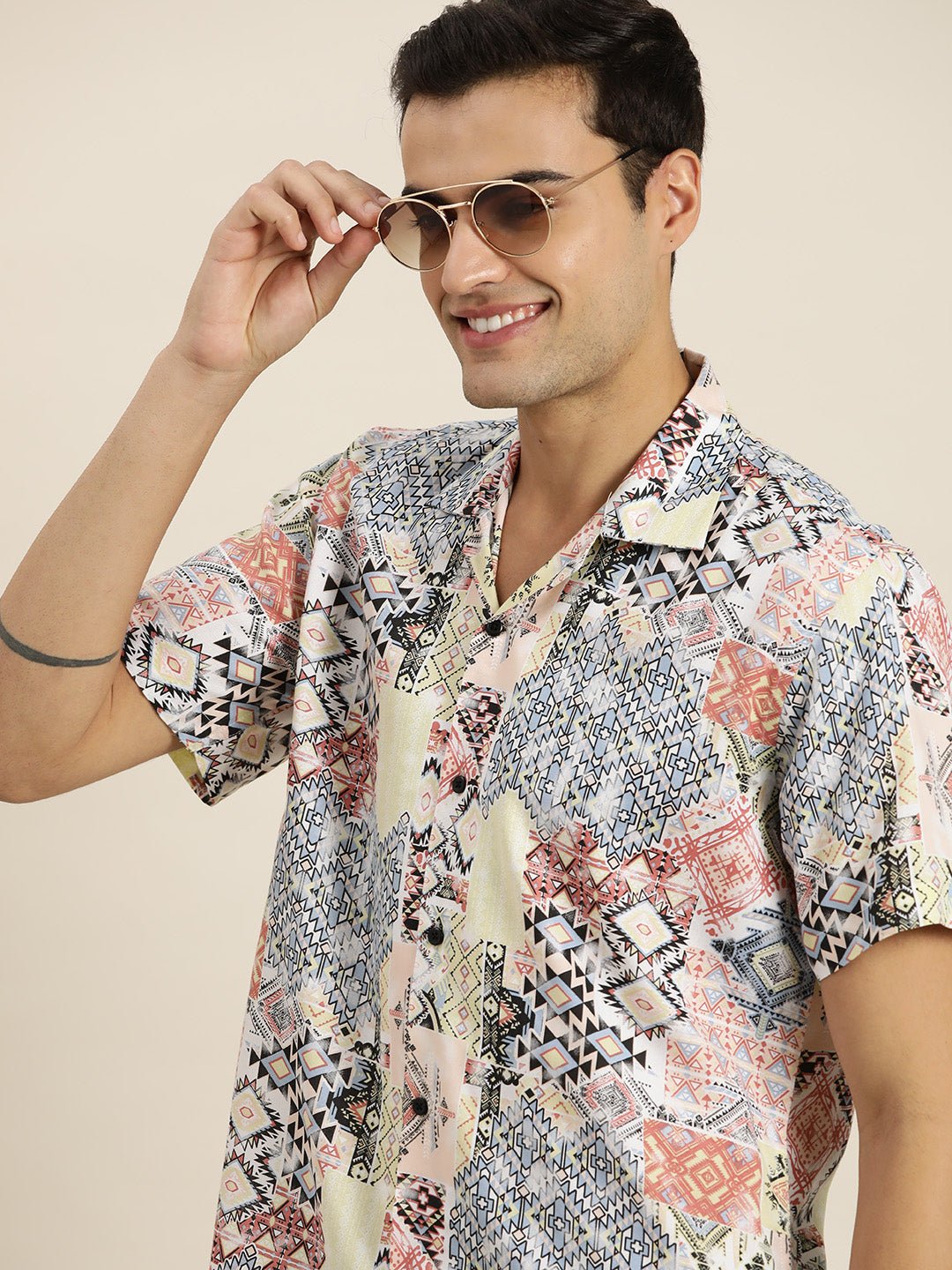 Men Yellow & Multi Print Viscose Rayon Relaxed Fit Casual Resort Shirt - #folk republic#
