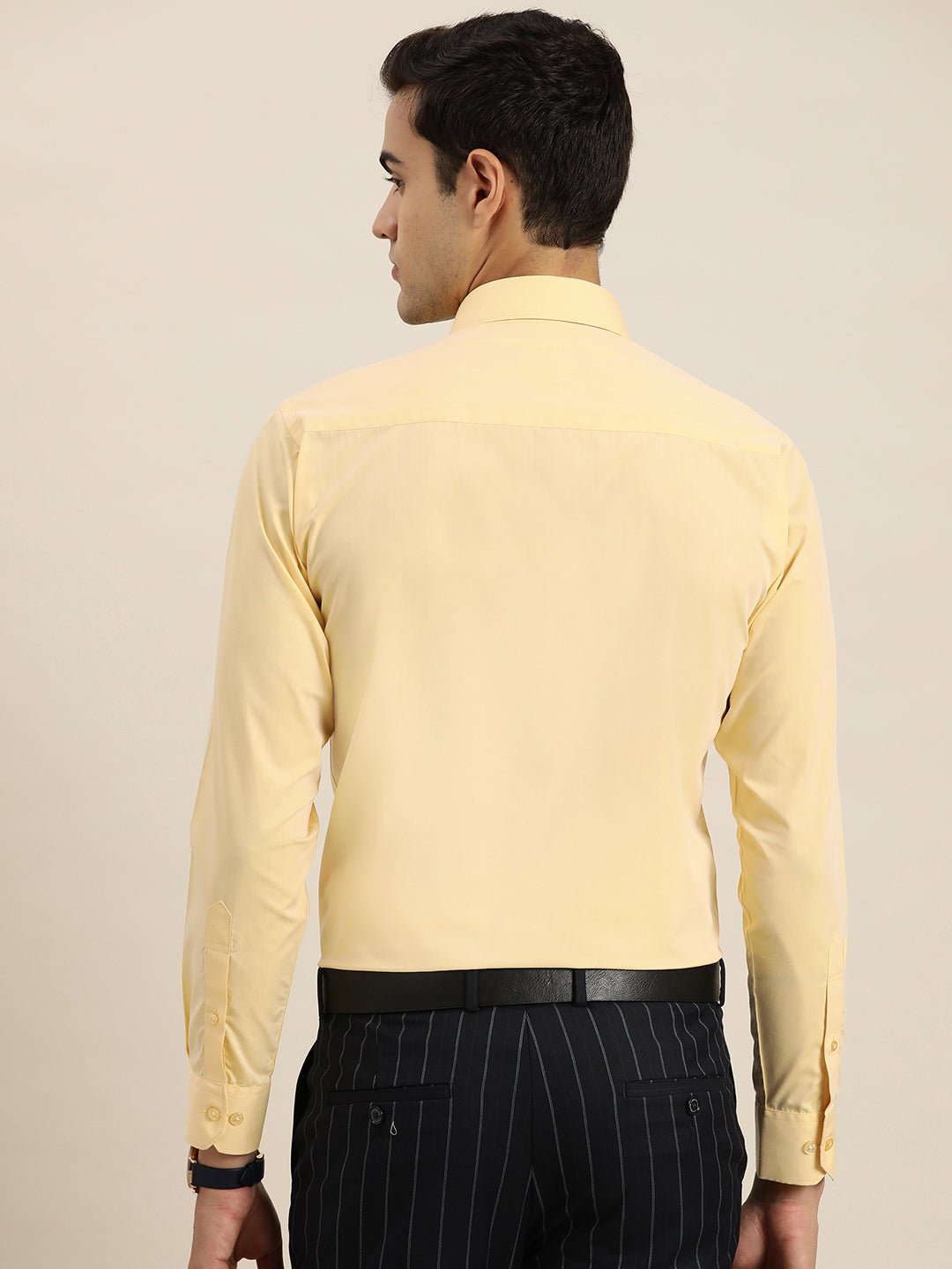 Men Yellow Solid Cotton Rich Slim fit Formal Shirt - #folk republic#