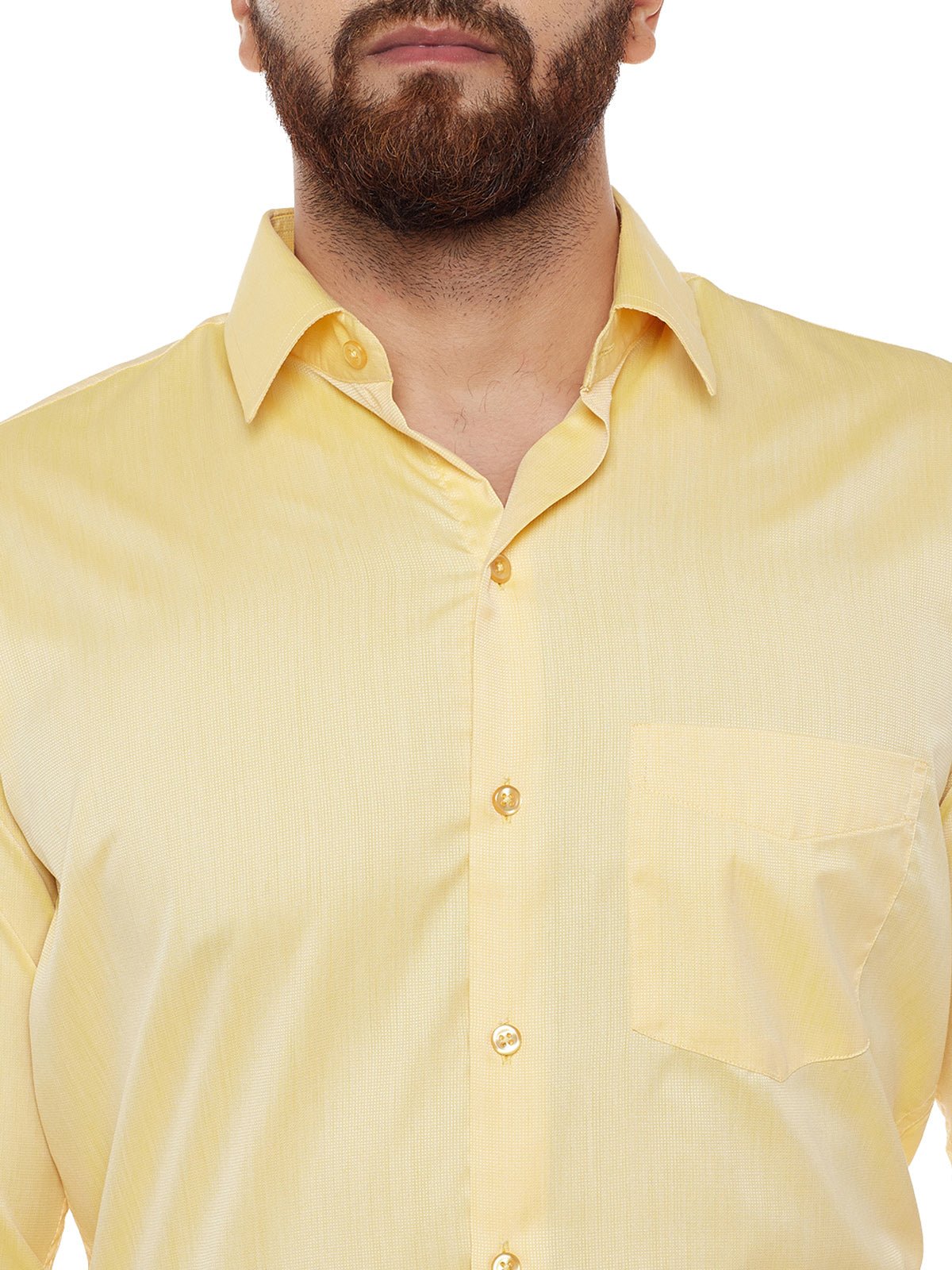 Men Yellow Solid Slim Fit Formal Shirt - #folk republic#