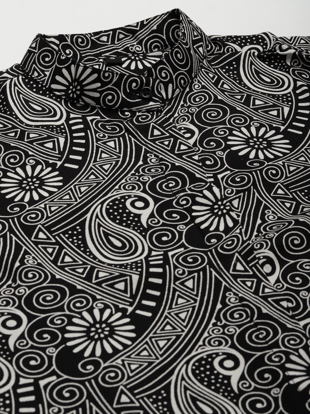 Women Black Printed Viscose Rayon Regular Fit Formal Shirt - #folk republic#