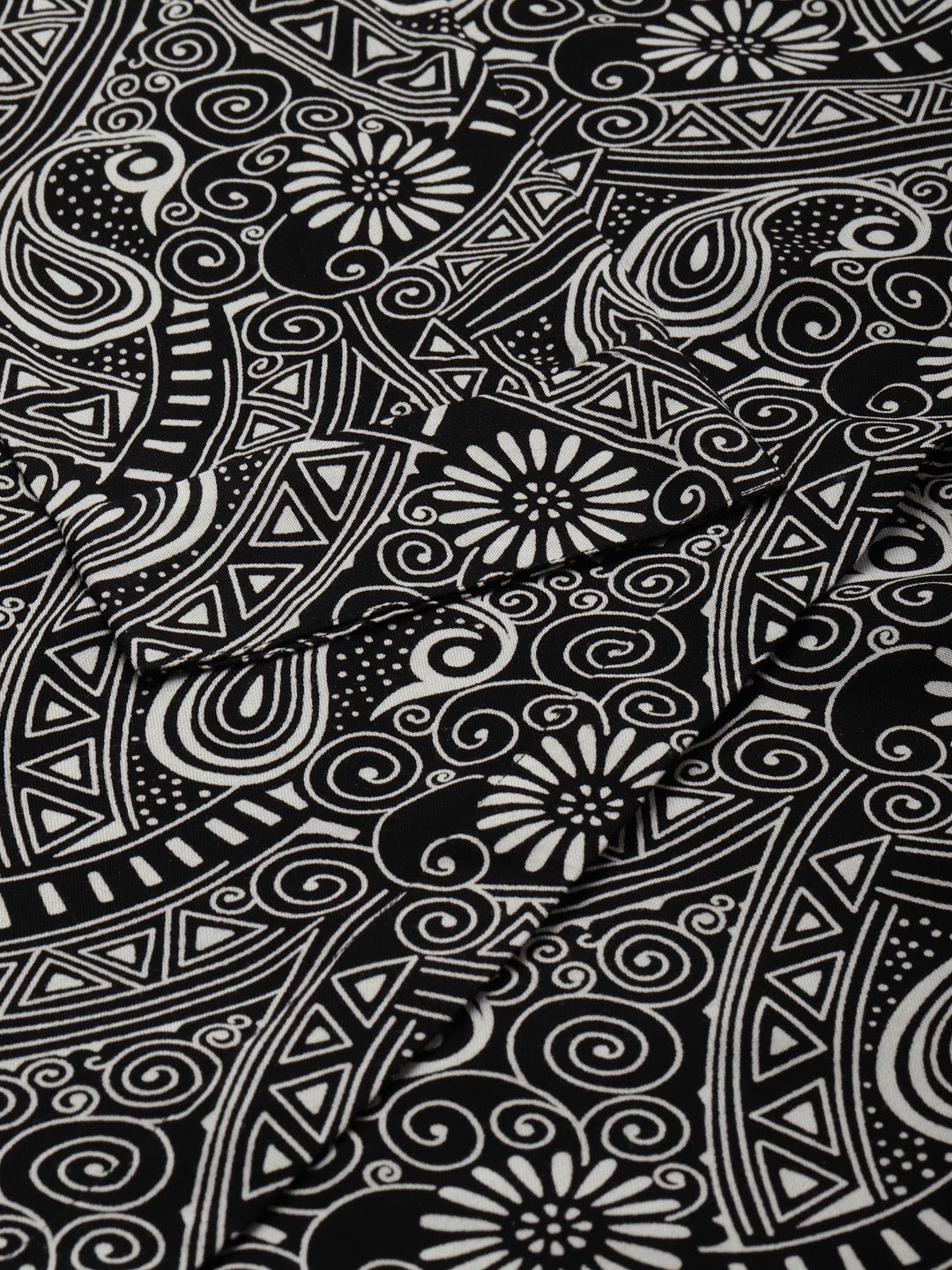 Women Black Printed Viscose Rayon Regular Fit Formal Shirt - #folk republic#
